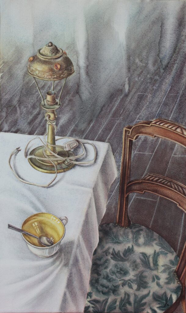 Aquarelle granulation pigments atmosphère