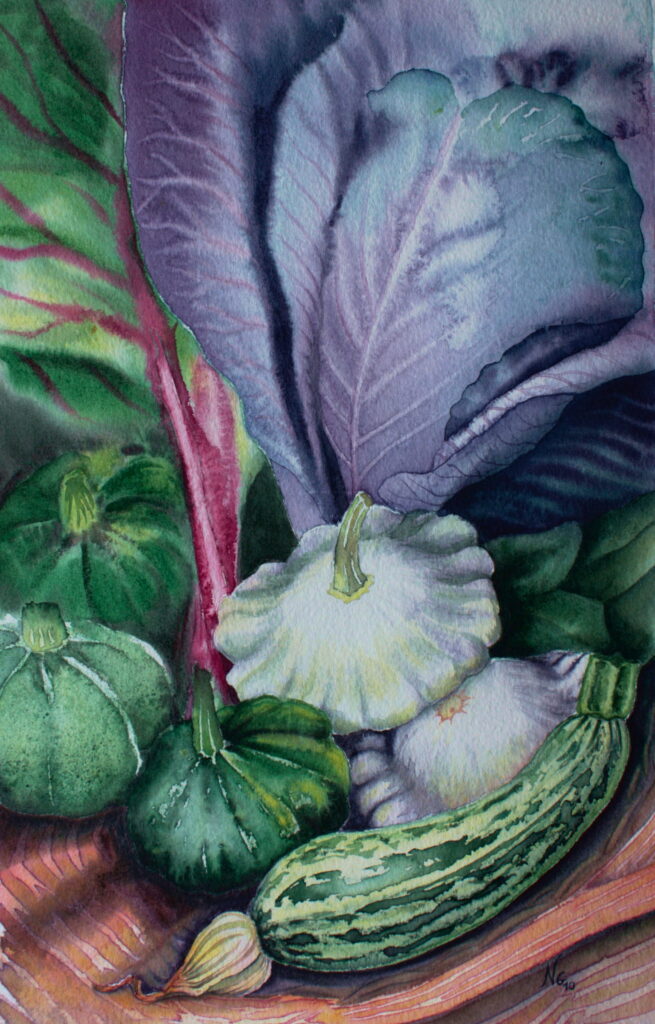 Aquarelle nature morte légumes