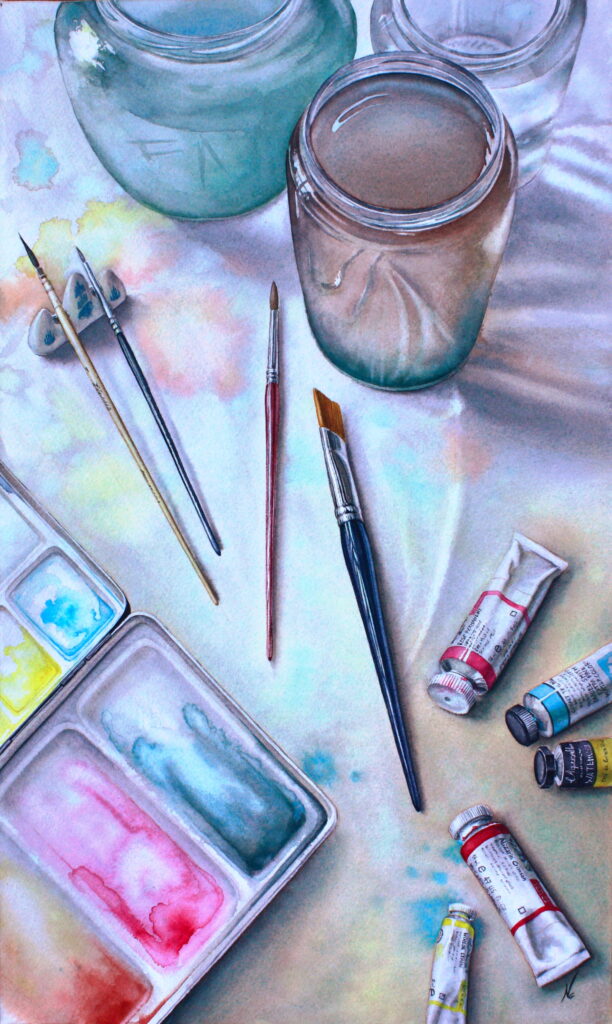 Aquarelle matériel pinceaux tubes